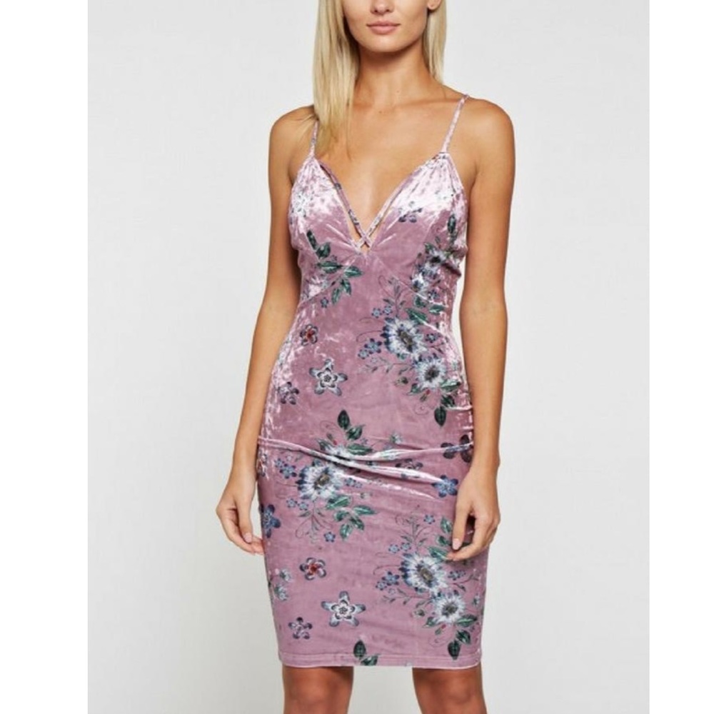 Available floral velvet dress
